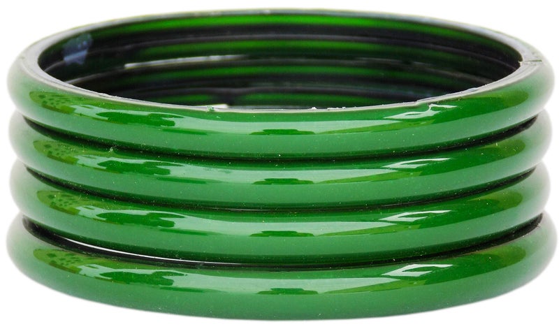 JD'Z COLLECTION Indian Jewelry Glass Bangles for Women Bollywood Plain Glass Bangle Set of 4p Traditional Costume Matching Bracelets Bangles For Women (Green 2.6) - Image 3